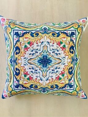 Italian Tile Print Throw Pillow